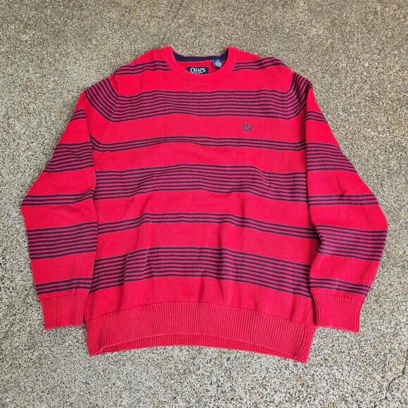 Vtg 90s Y2k CHAPS RALPH LAUREN Colorblock Stripe Heavyweight Knit Sweater Lg - Picture 1 of 5